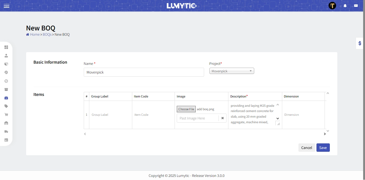 Create BOQ
