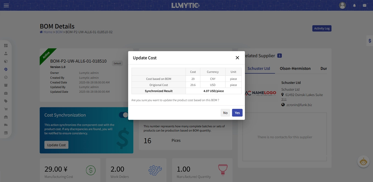 Cost Synchronization