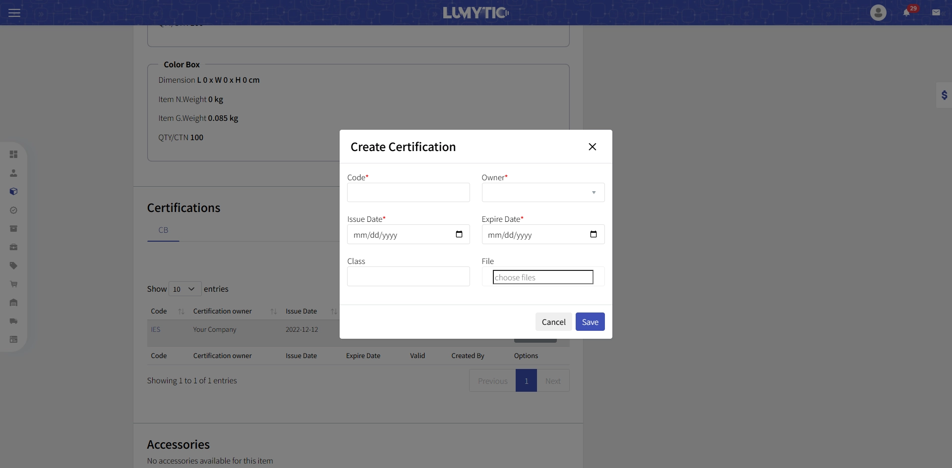 Upload Certification