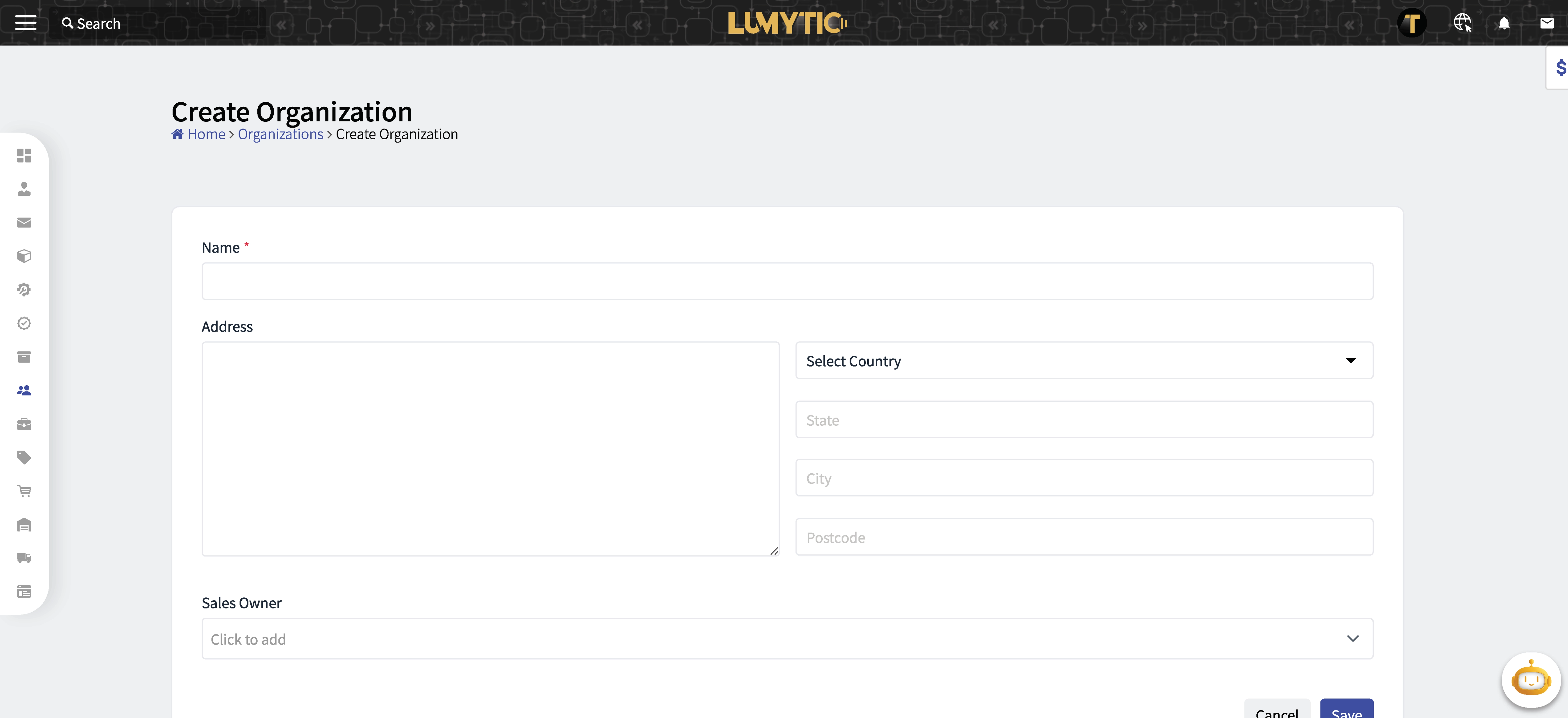 Create Organization Page
