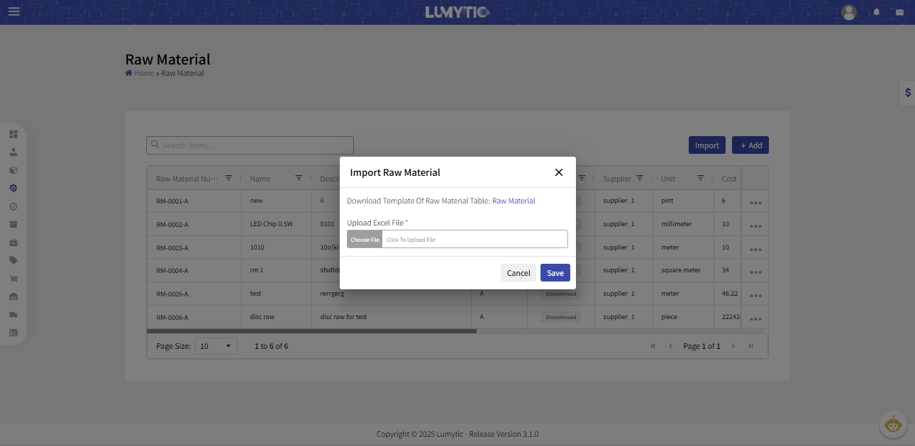 Import Raw Materials