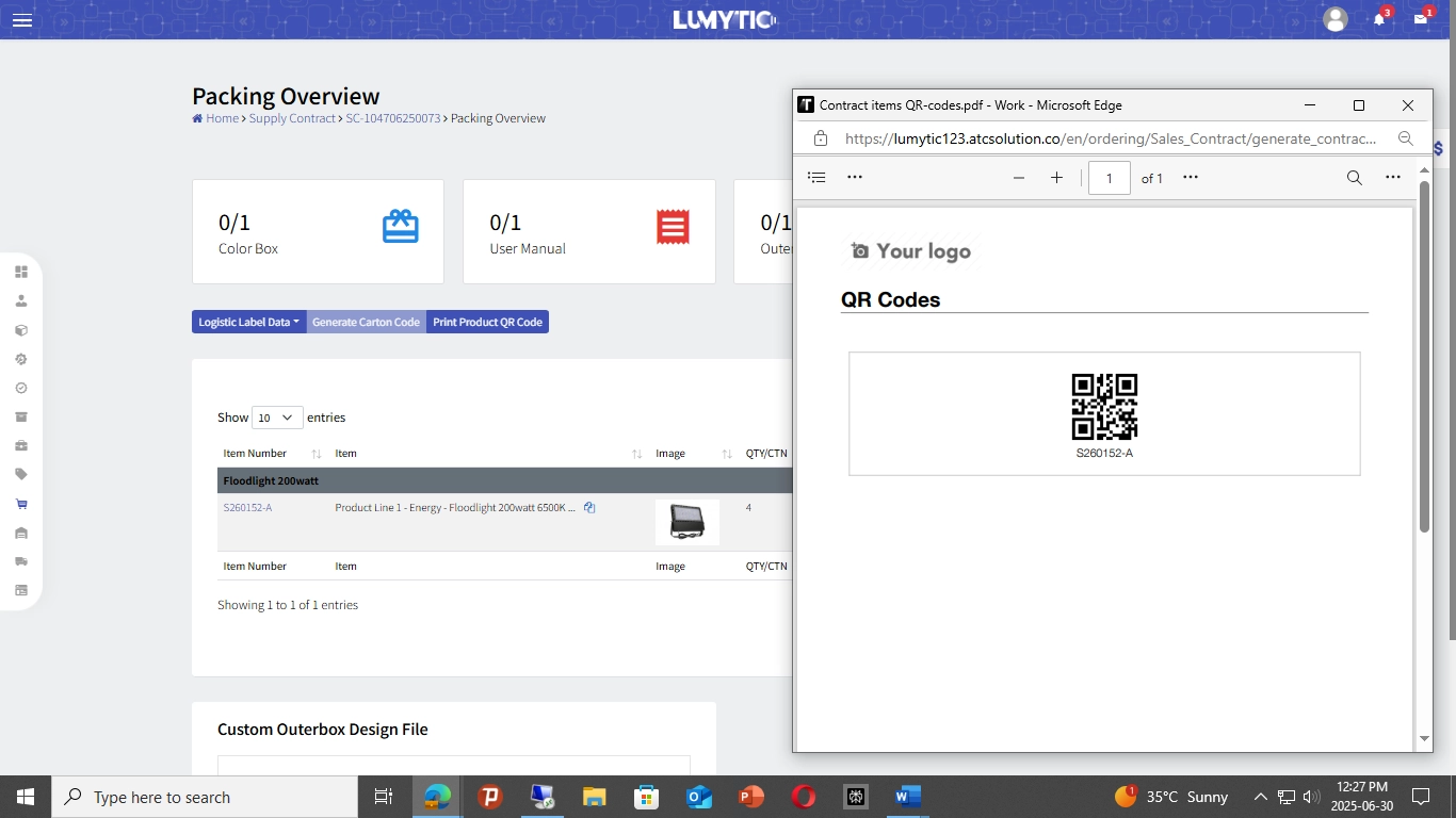 Print product QR code
