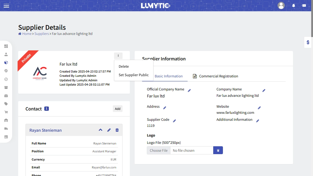 Set Supplier Visibility