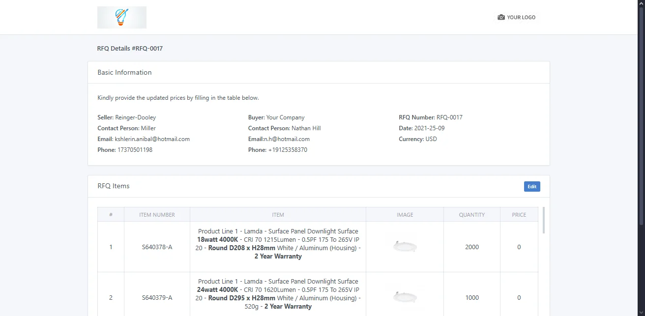 Share RFQ via access link