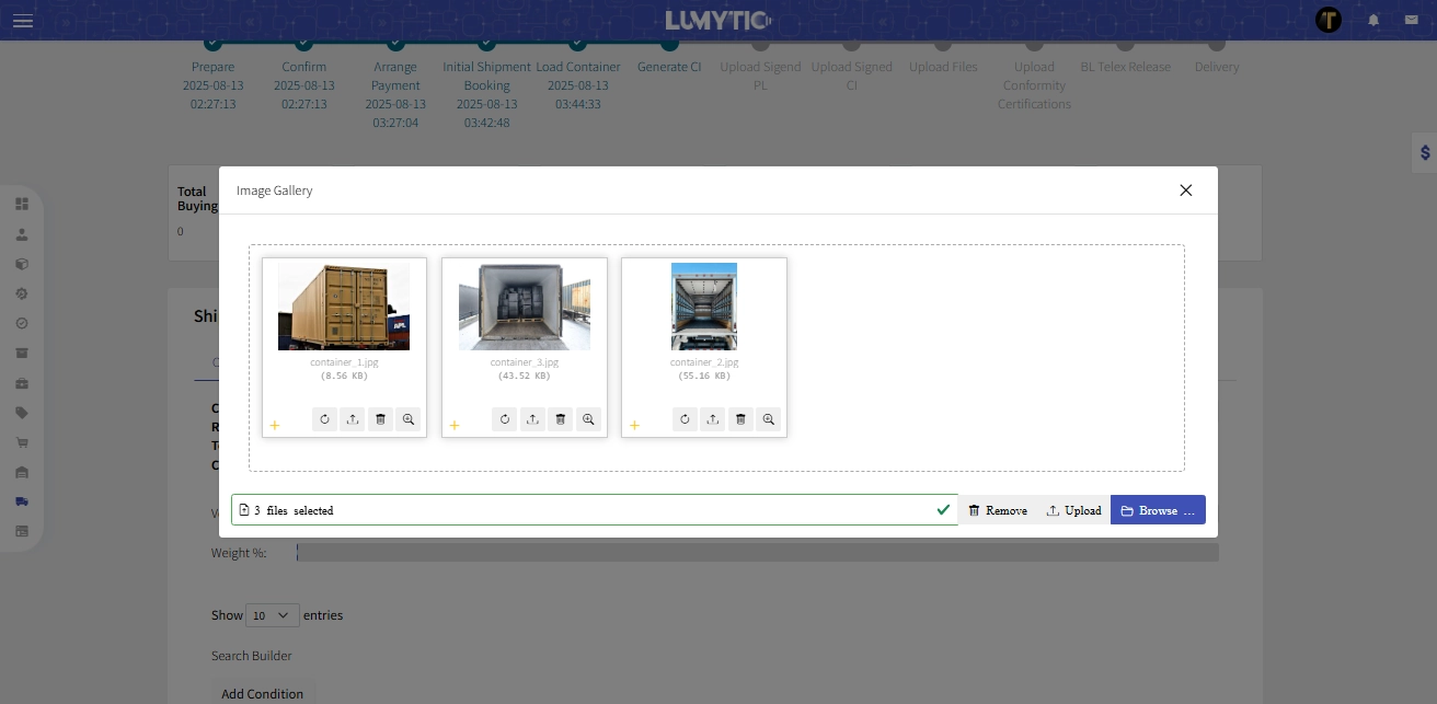 Upload Loading Container Photos